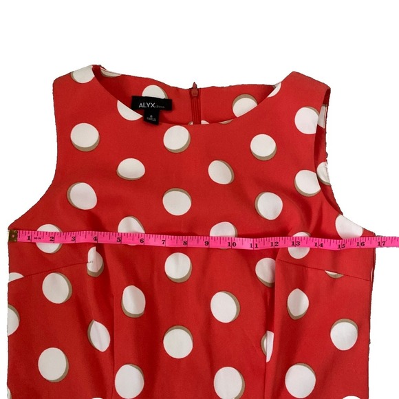 ALYX Dress Orange & White w Polka Dots Zip Back Sleeveless Retro Women's Size 10 - Picture 6 of 9